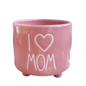 Rae Dunn “I LOVE MOM” Small Baby Pink Planter Pot